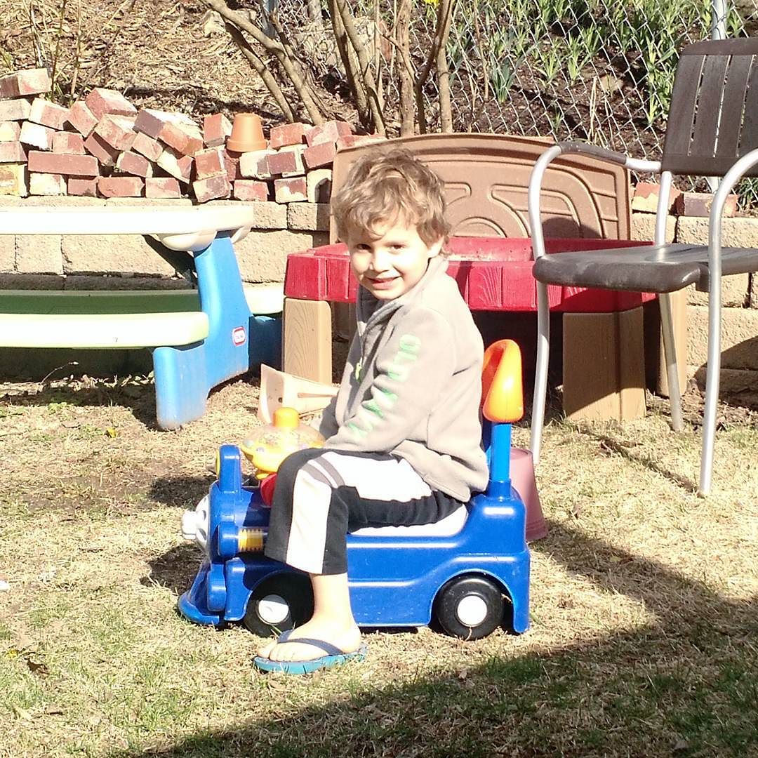 Oliver on his new ride.