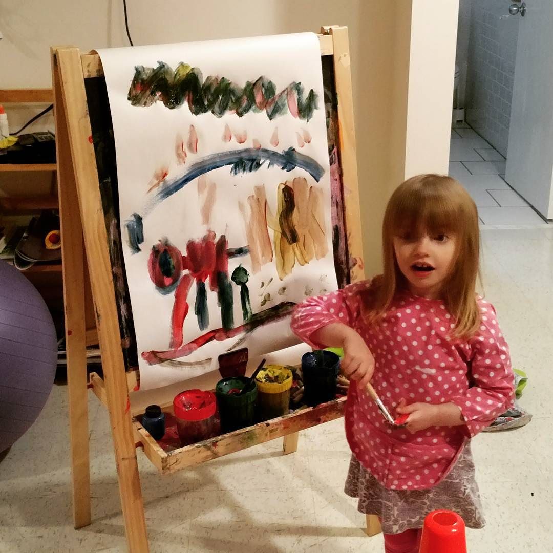 Sophia and her latest work of art.