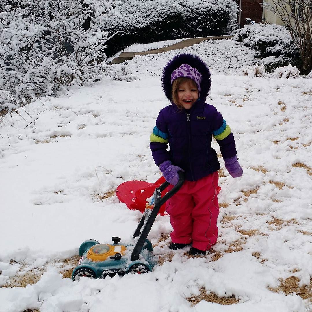 Sophia and her snow mower.