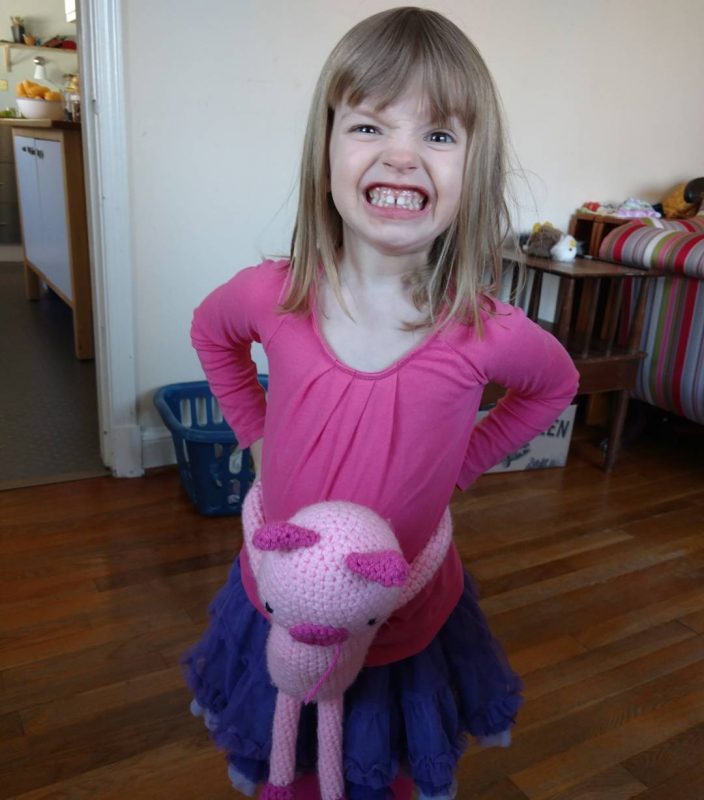 Sophia and her piggy.