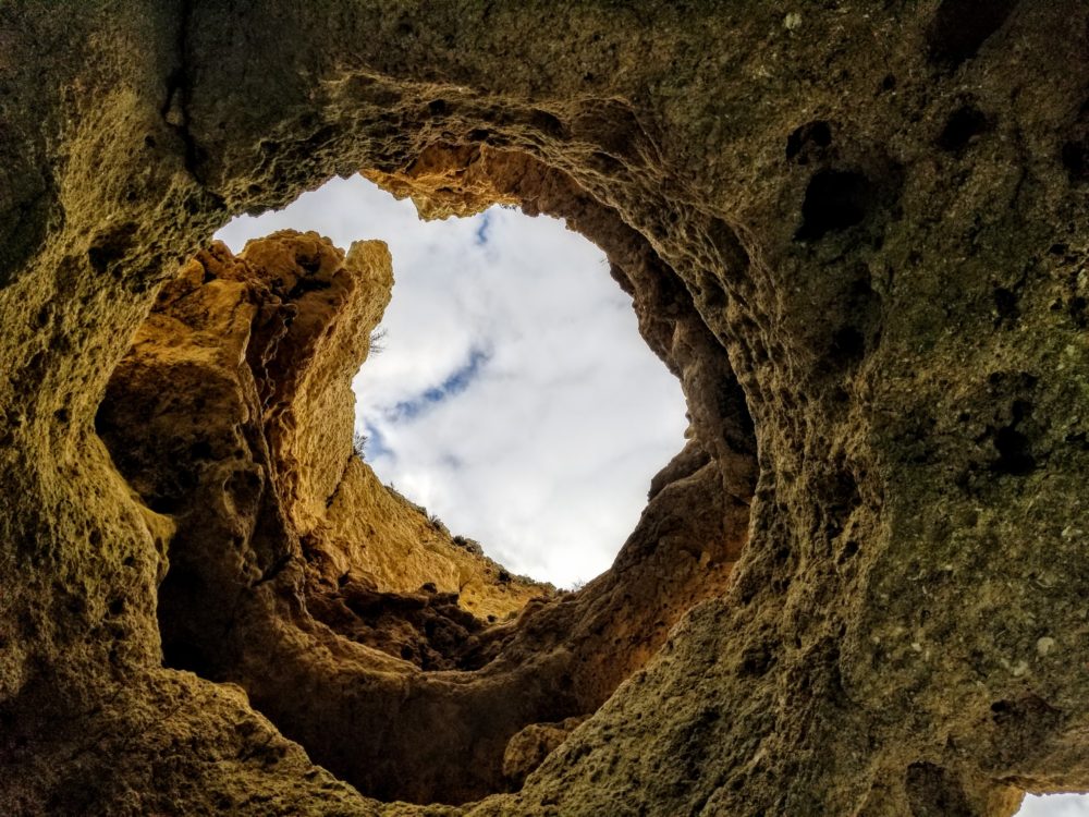 Looking up in a grotto near Lagos.