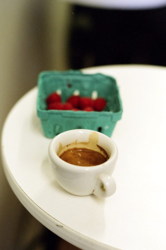 Espresso and berries.