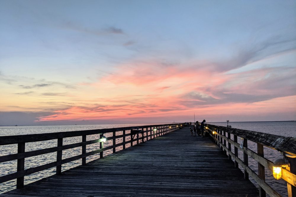 Sunset at the Cape Shores fishing pier in Lewes